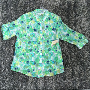 Coldwater Creek Cotton & Silk Blend Collared Shirt